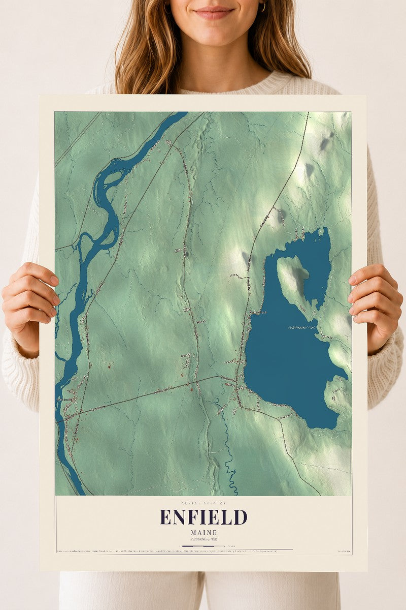 Enfield, Maine map print - 18 x 24 archival matte print