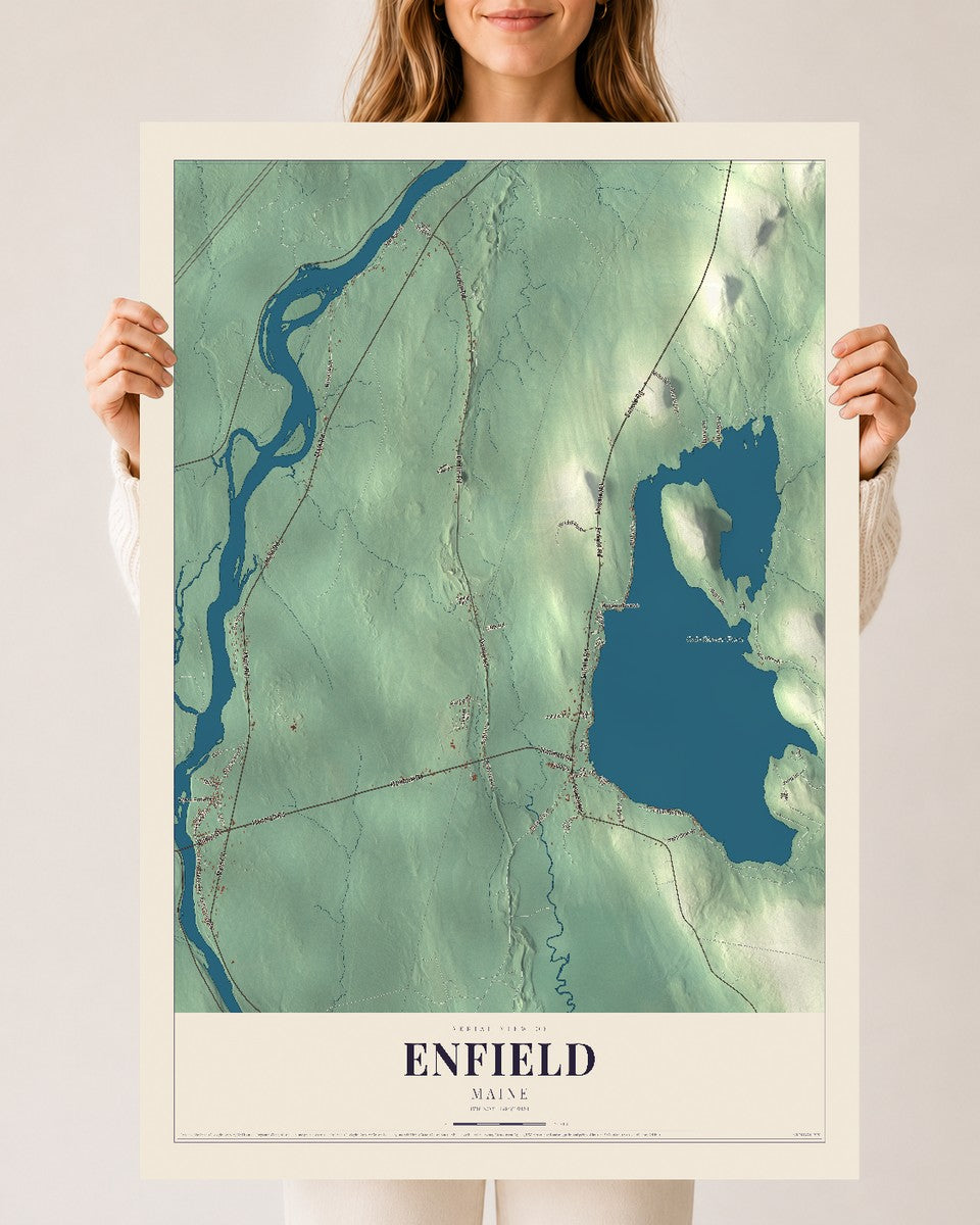 Enfield, Maine map print - 24 x 36 archival matte print