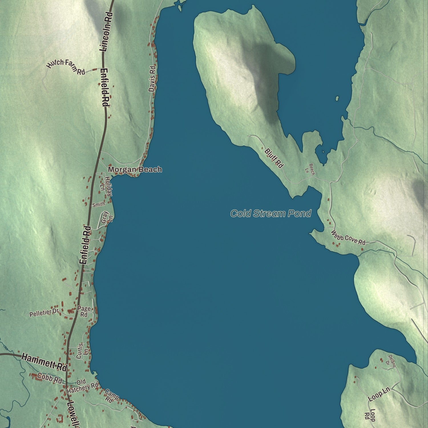 Terrain and local geography detail from the Enfield, Maine map