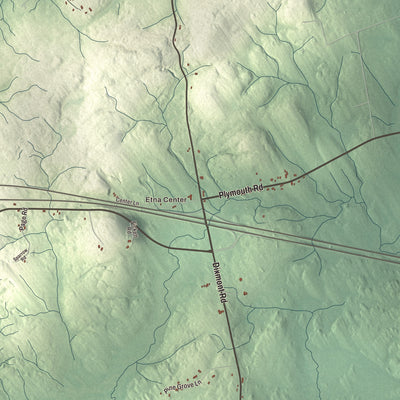 Terrain and local geography detail from the Etna, Maine map