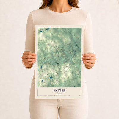 Exeter, Maine map print - 12 x 18 archival matte print