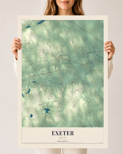 Exeter, Maine map print - 24 x 36 archival matte print