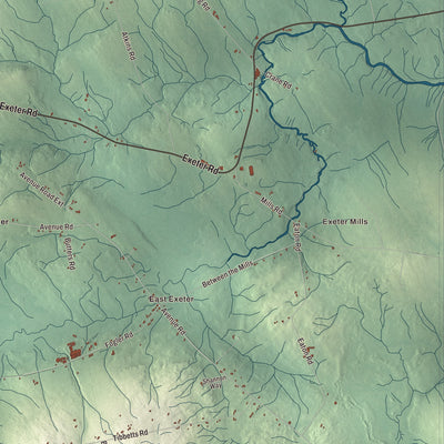 Terrain and local geography detail from the Exeter, Maine map