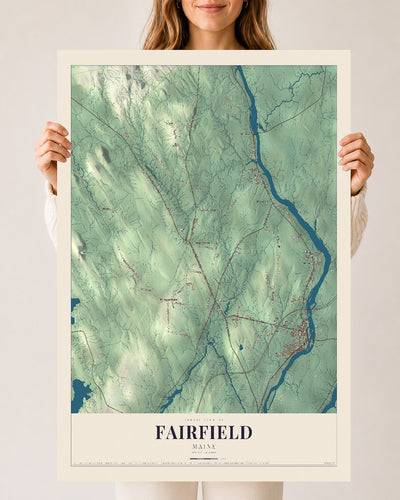 Fairfield, Maine map print - 24 x 36 archival matte print