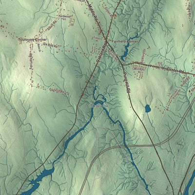 Terrain and local geography detail from the Fairfield, Maine map