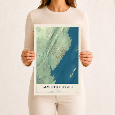 Falmouth Foreside, Maine map print - 12 x 18 archival matte print