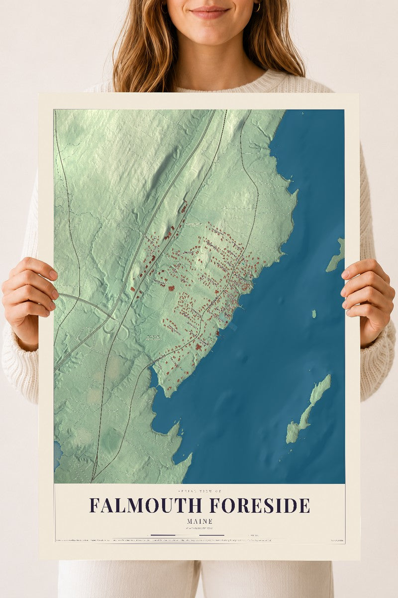 Falmouth Foreside, Maine map print - 18 x 24 archival matte print