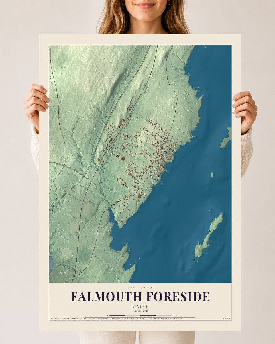 Falmouth Foreside, Maine map print - 24 x 36 archival matte print