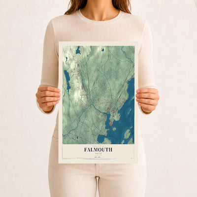 Falmouth, Maine map print - 12 x 18 archival matte print