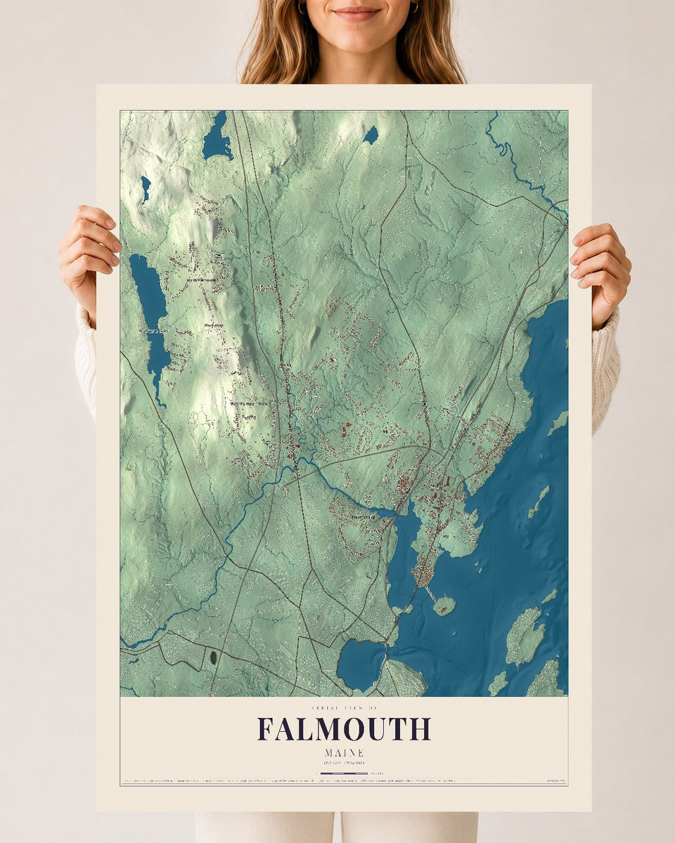 Falmouth, Maine map print - 24 x 36 archival matte print