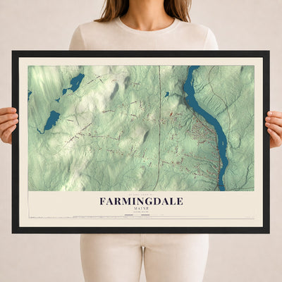 Farmingdale, Maine map print - 18 x 24 black Ayous wood frame