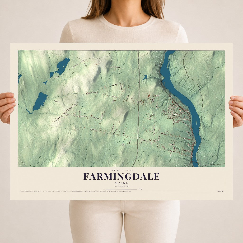 Farmingdale, Maine map print - 18 x 24 archival matte print