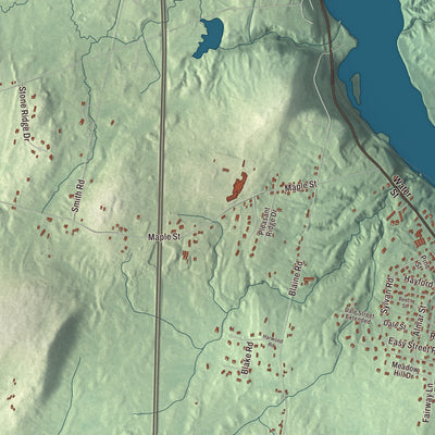 Terrain and local geography detail from the Farmingdale, Maine map