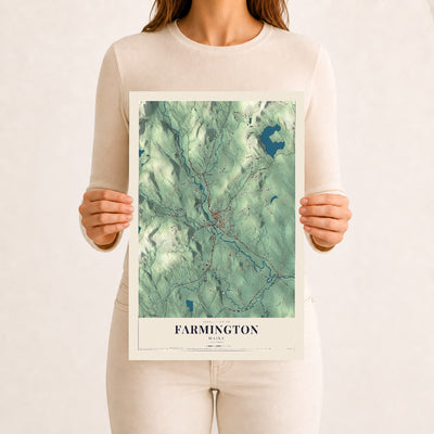 Farmington, Maine map print - 12 x 18 archival matte print