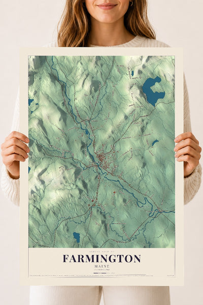 Farmington, Maine map print - 18 x 24 archival matte print