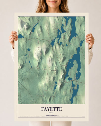 Fayette, Maine map print - 24 x 36 archival matte print
