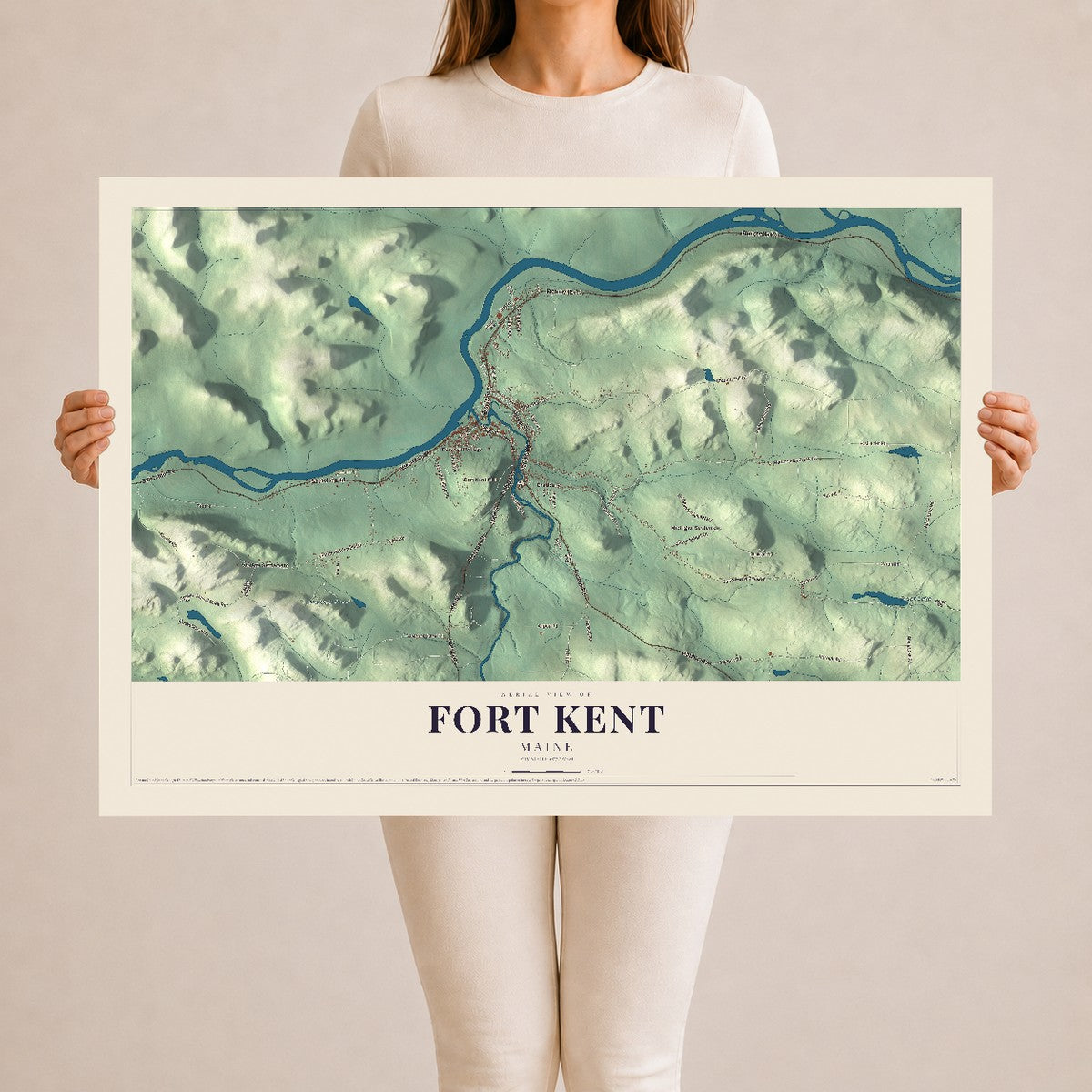 Fort Kent, Maine map print - 24 x 36 archival matte print