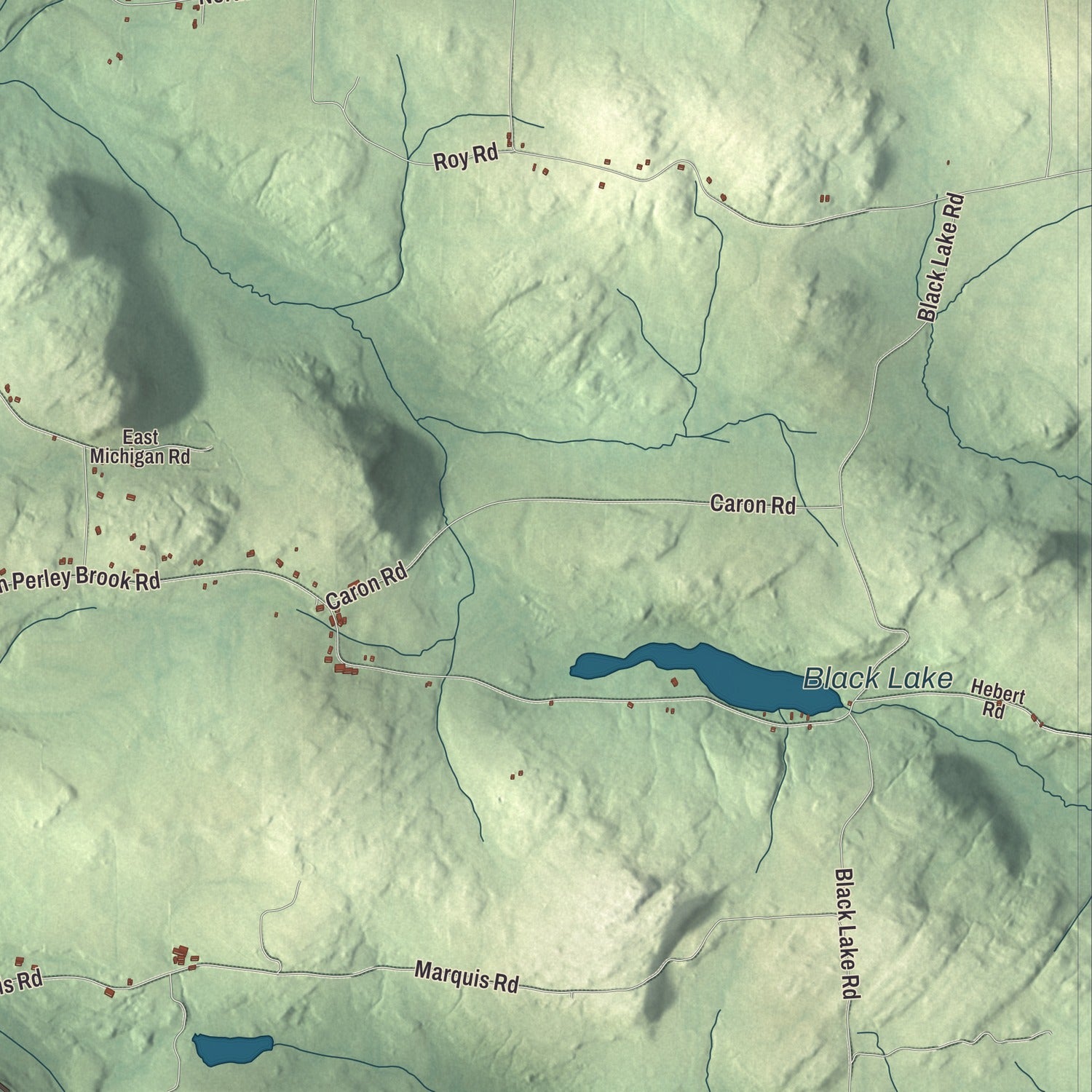 Terrain and local geography detail from the Fort Kent, Maine map