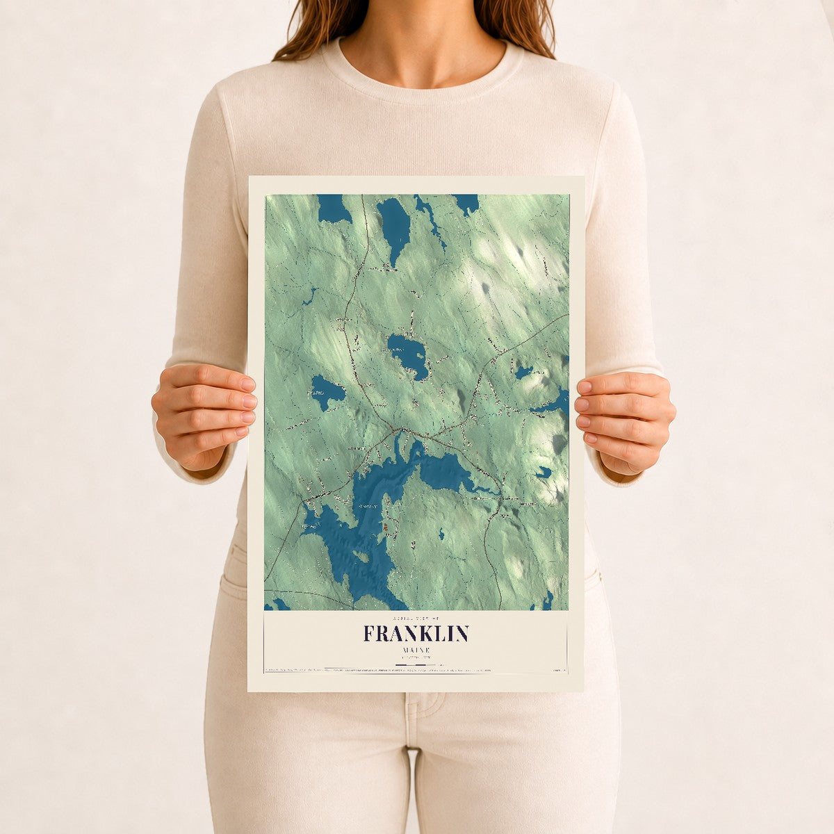 Franklin, Maine map print - 12 x 18 archival matte print