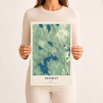 Franklin, Maine map print - 12 x 18 archival matte print