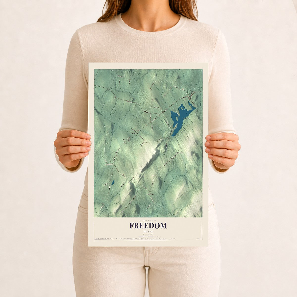 Freedom, Maine map print - 12 x 18 archival matte print