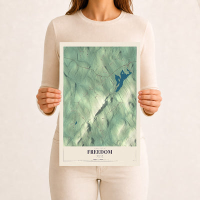 Freedom, Maine map print - 12 x 18 archival matte print