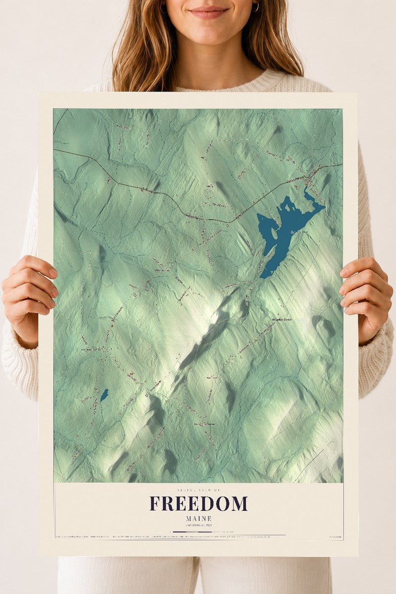 Freedom, Maine map print - 18 x 24 archival matte print