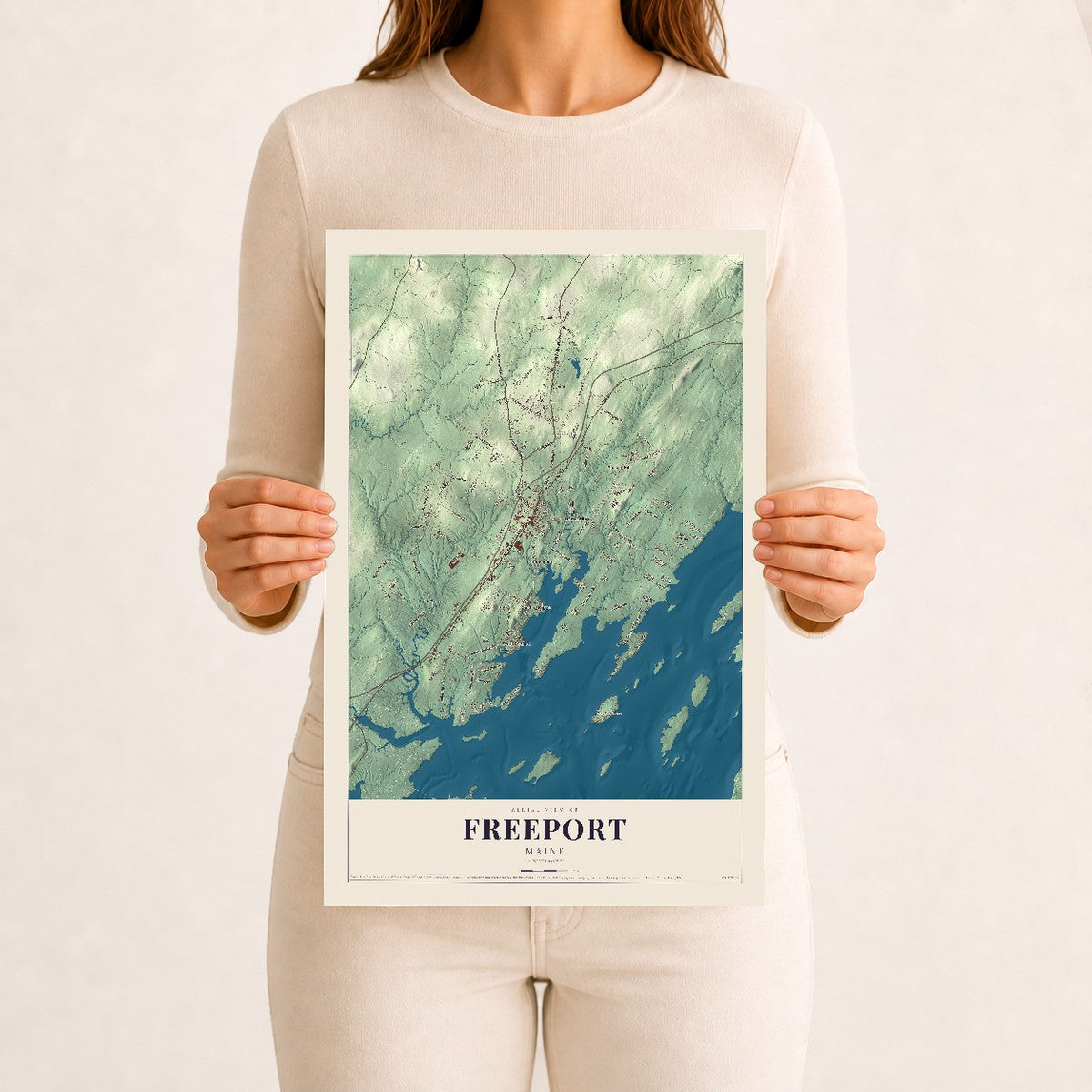 Freeport, Maine map print - 12 x 18 archival matte print