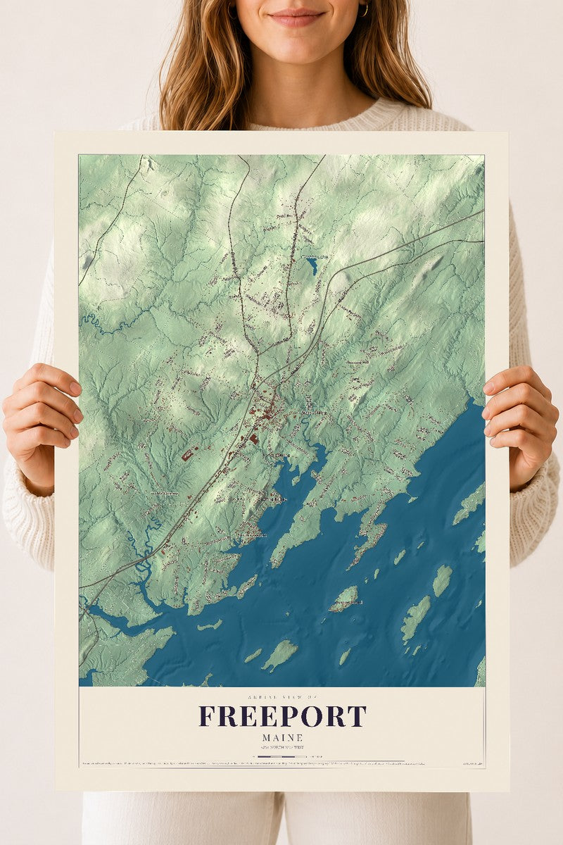 Freeport, Maine map print - 18 x 24 archival matte print