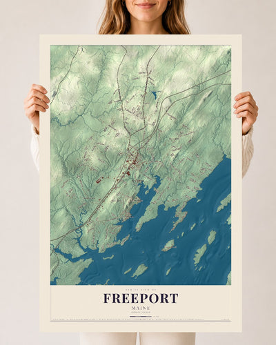 Freeport, Maine map print - 24 x 36 archival matte print