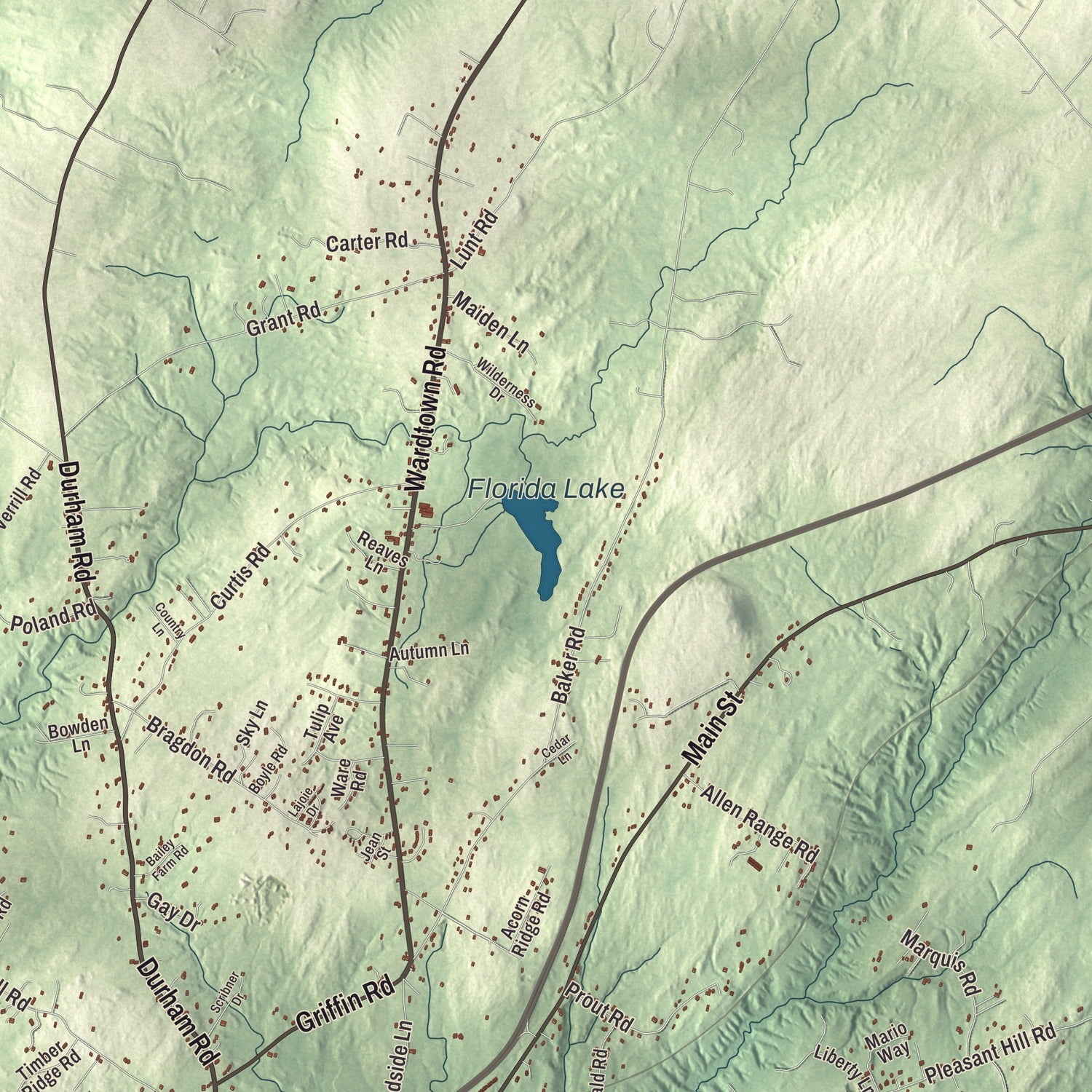 Terrain and local geography detail from the Freeport, Maine map