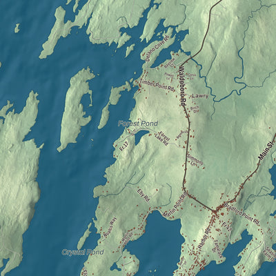 Terrain and local geography detail from the Friendship, Maine map