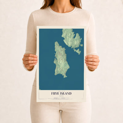 Frye Island, Maine map print - 12 x 18 archival matte print