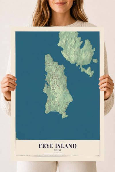 Frye Island, Maine map print - 18 x 24 archival matte print