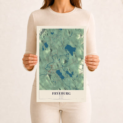 Fryeburg, Maine map print - 12 x 18 archival matte print