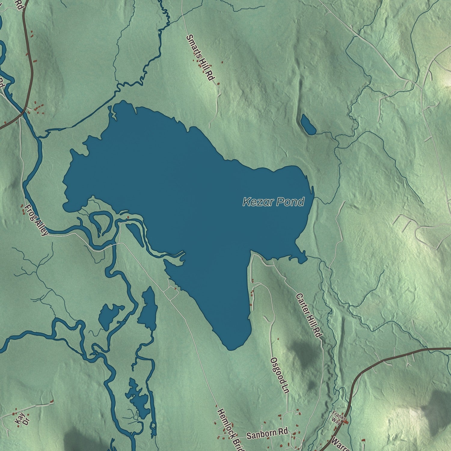 Terrain and local geography detail from the Fryeburg, Maine map