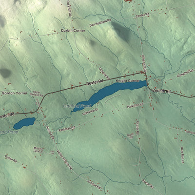 Terrain and local geography detail from the Garland, Maine map
