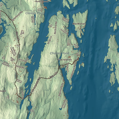 Terrain and local geography detail from the Georgetown, Maine map