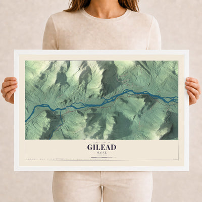 Gilead, Maine map print - 12 x 18 white Ayous wood frame