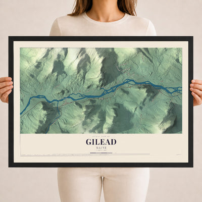 Gilead, Maine map print - 18 x 24 black Ayous wood frame