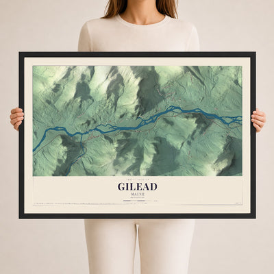 Gilead, Maine map print - 24 x 36 black Ayous wood frame