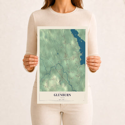 Glenburn, Maine map print - 12 x 18 archival matte print