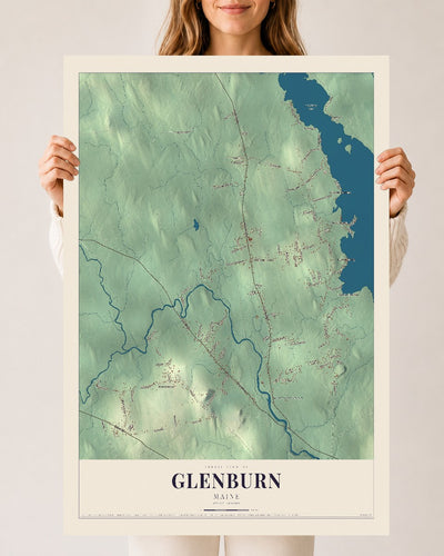 Glenburn, Maine map print - 24 x 36 archival matte print