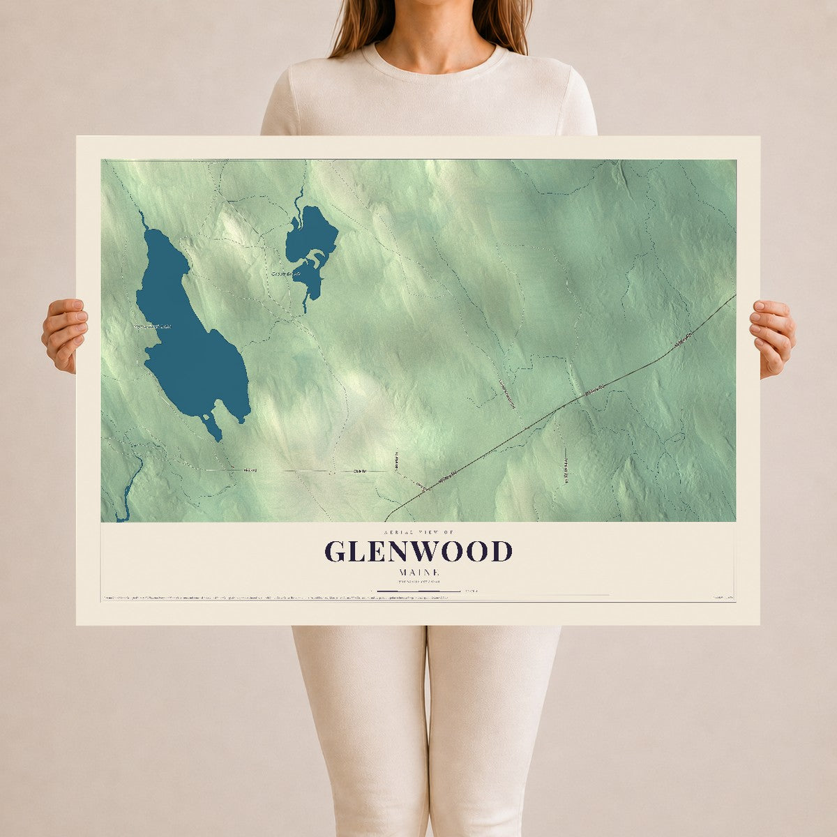 Glenwood, Maine map print - 24 x 36 archival matte print
