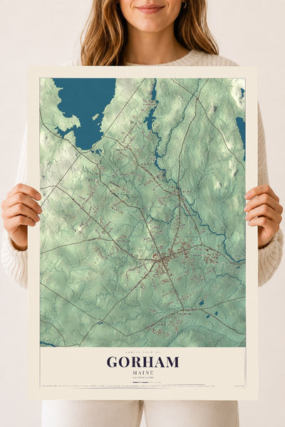 Gorham, Maine map print - 18 x 24 archival matte print