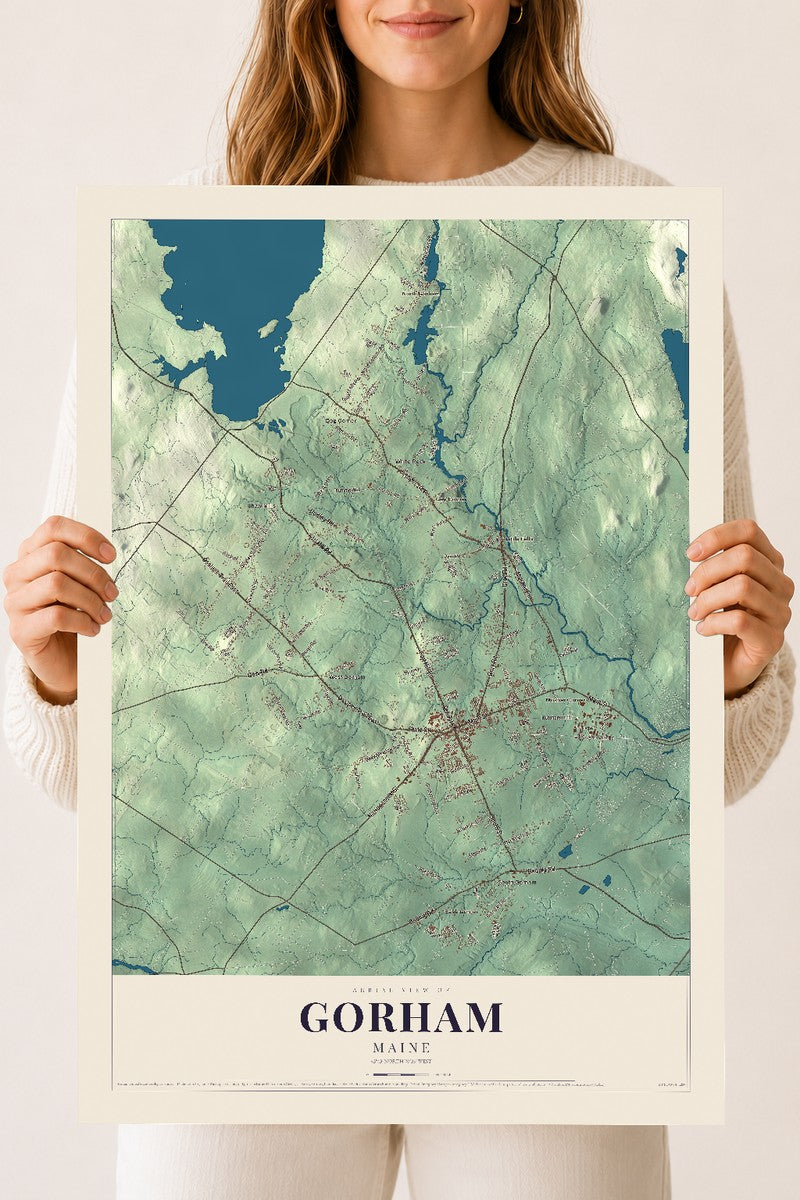 Gorham, Maine map print - 18 x 24 archival matte print