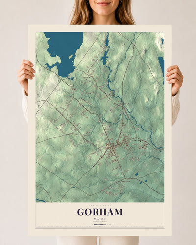 Gorham, Maine map print - 24 x 36 archival matte print