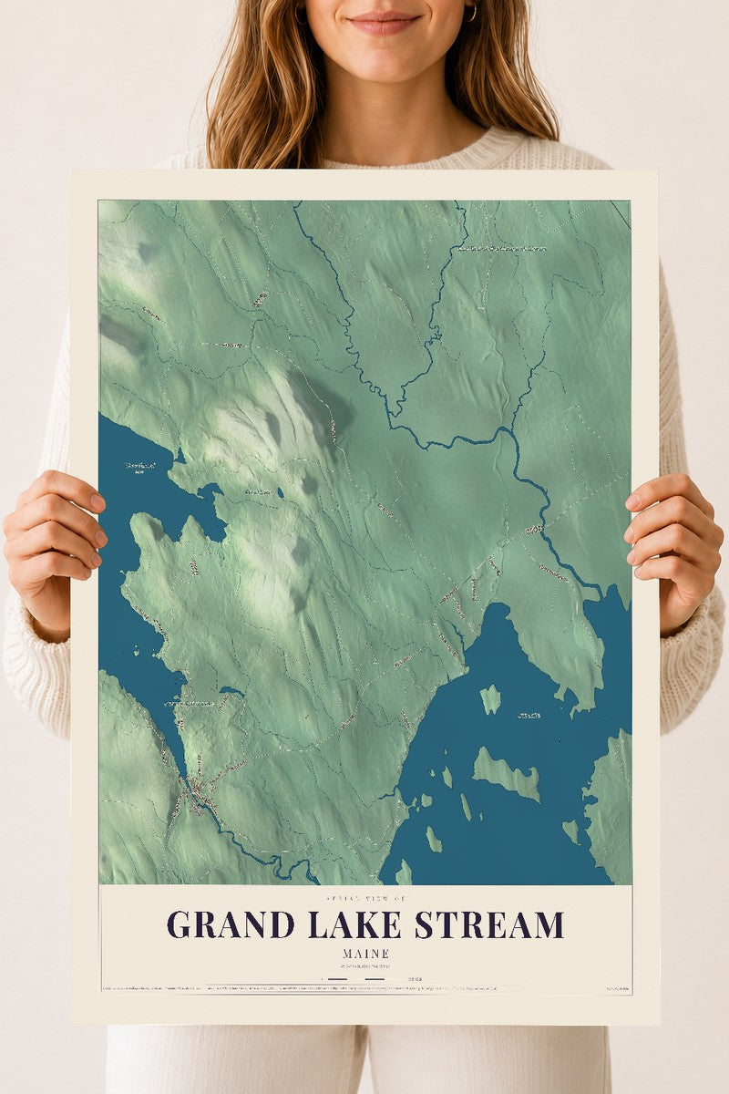 Grand Lake Stream, Maine map print - 18 x 24 archival matte print