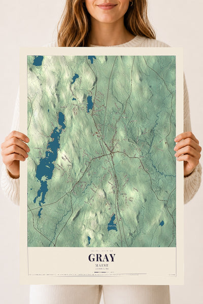 Gray, Maine map print - 18 x 24 archival matte print