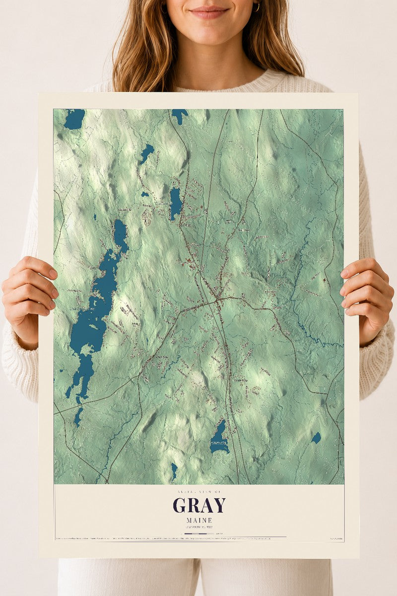 Gray, Maine map print - 18 x 24 archival matte print